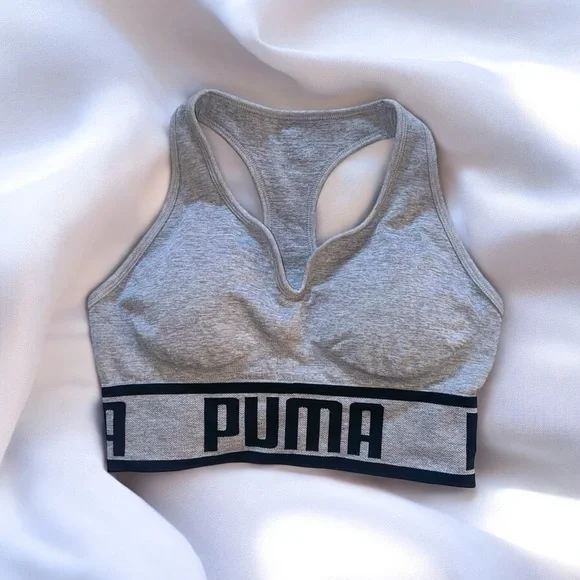 PUMA Women's Gray Sports Bra Size: M - Picture 2 of 2